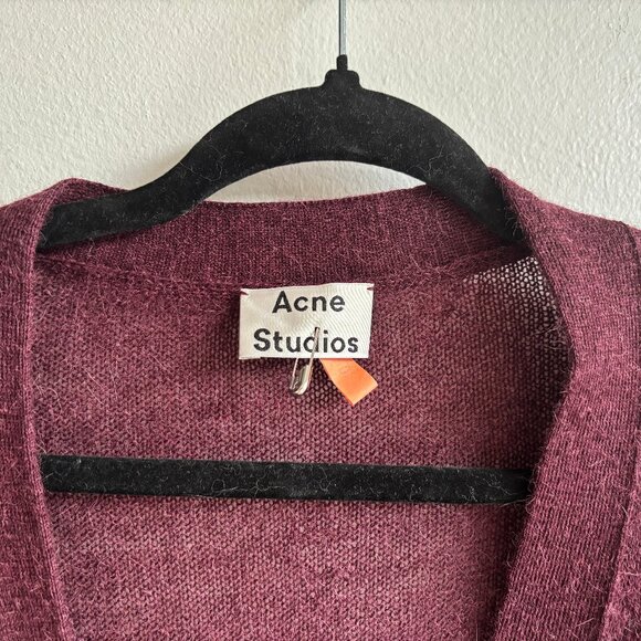 SzS Acne Studios Rhoda Alpaca Unisex Long Aubergine Cardigan – NWOT Oversized - Picture 3 of 11
